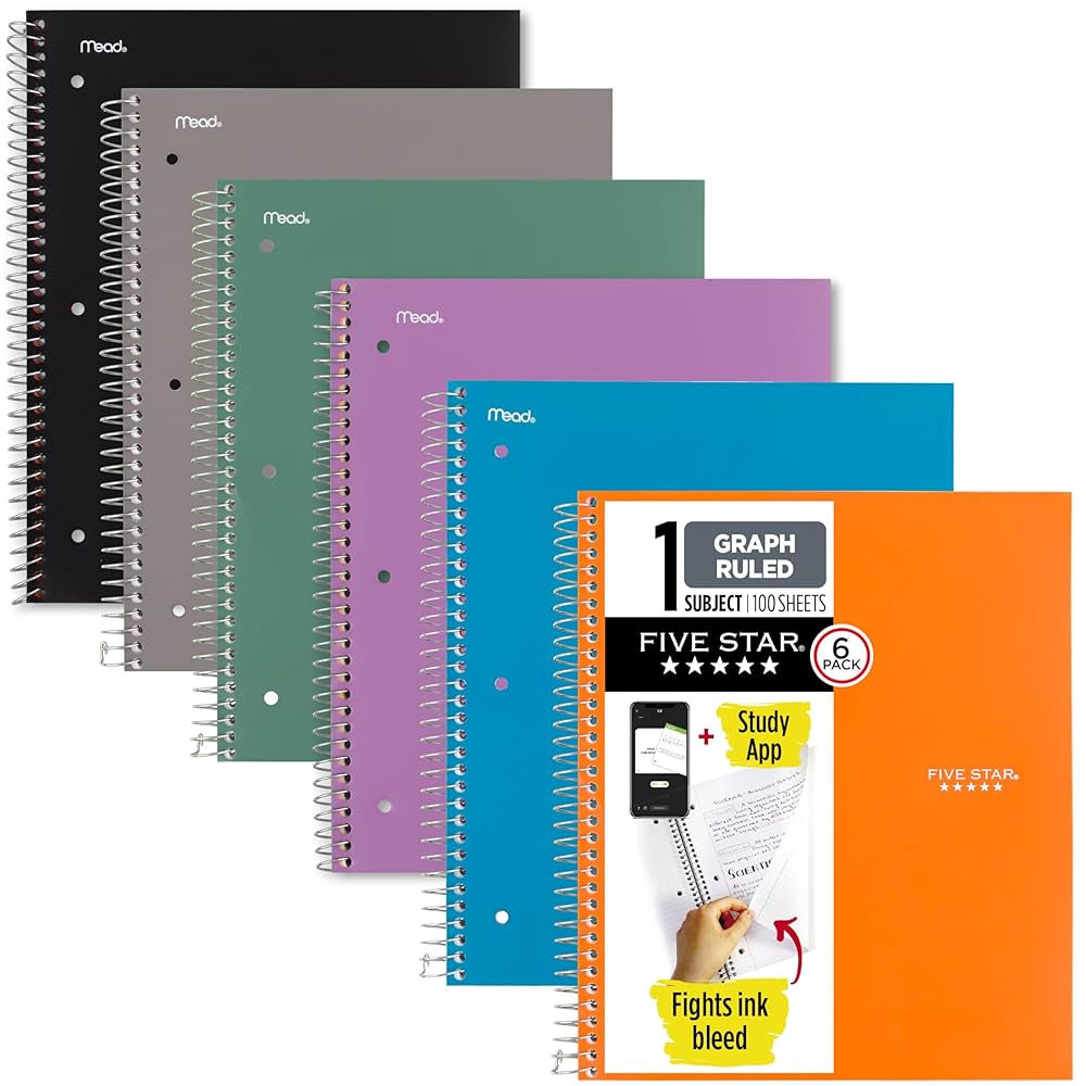 ୨୧専用୨୧ Amazon.com : Five Star Spiral Notebook + Study App, 6 Pack